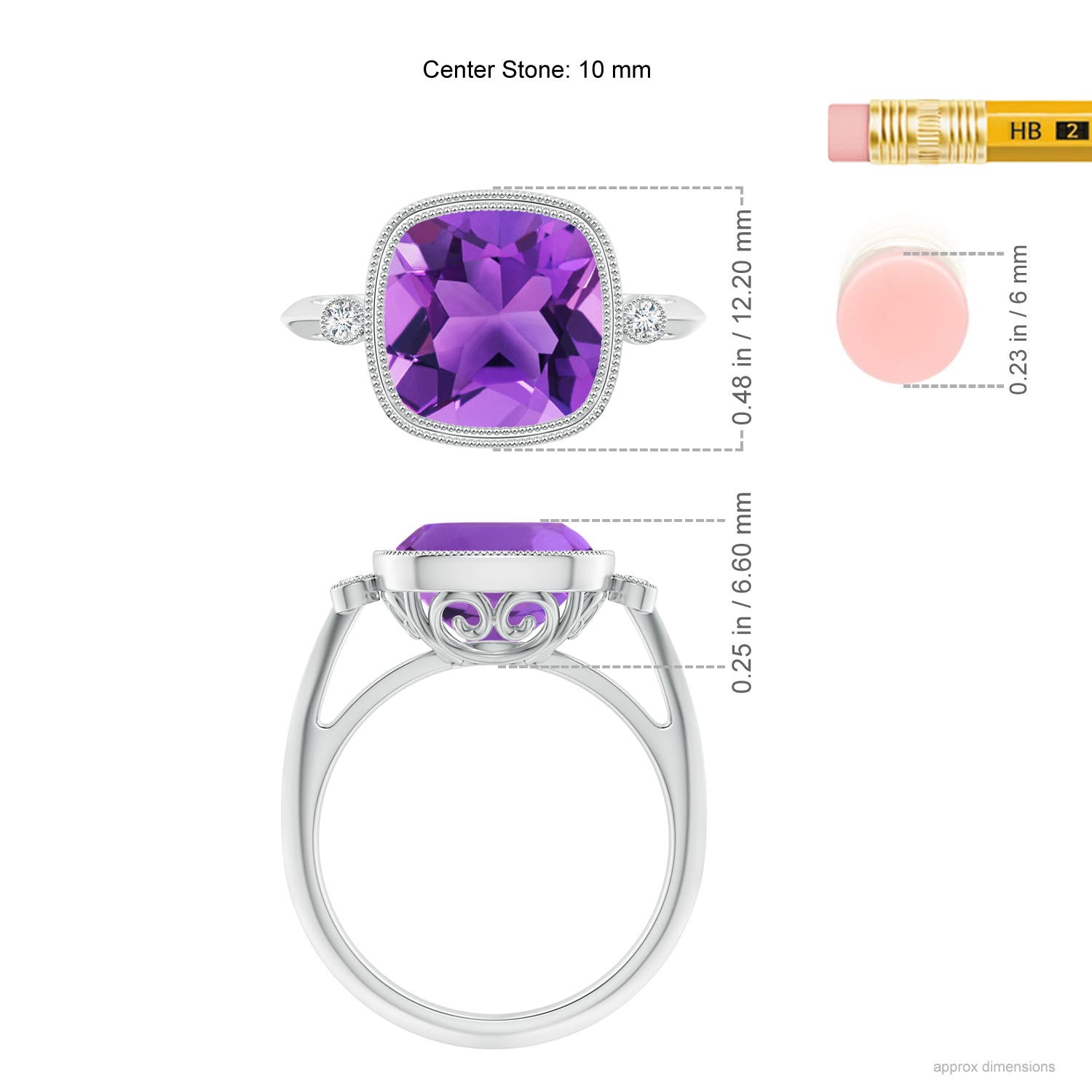 AAA - Amethyst / 3.71 CT / 14 KT White Gold