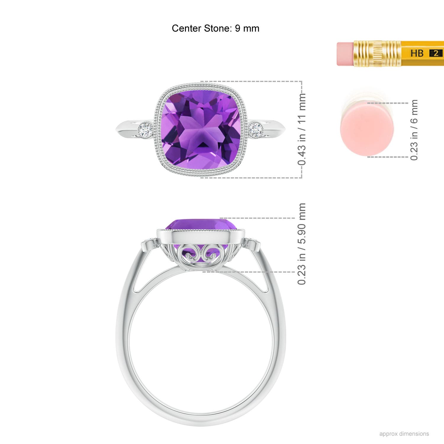 AAA - Amethyst / 3.14 CT / 14 KT White Gold