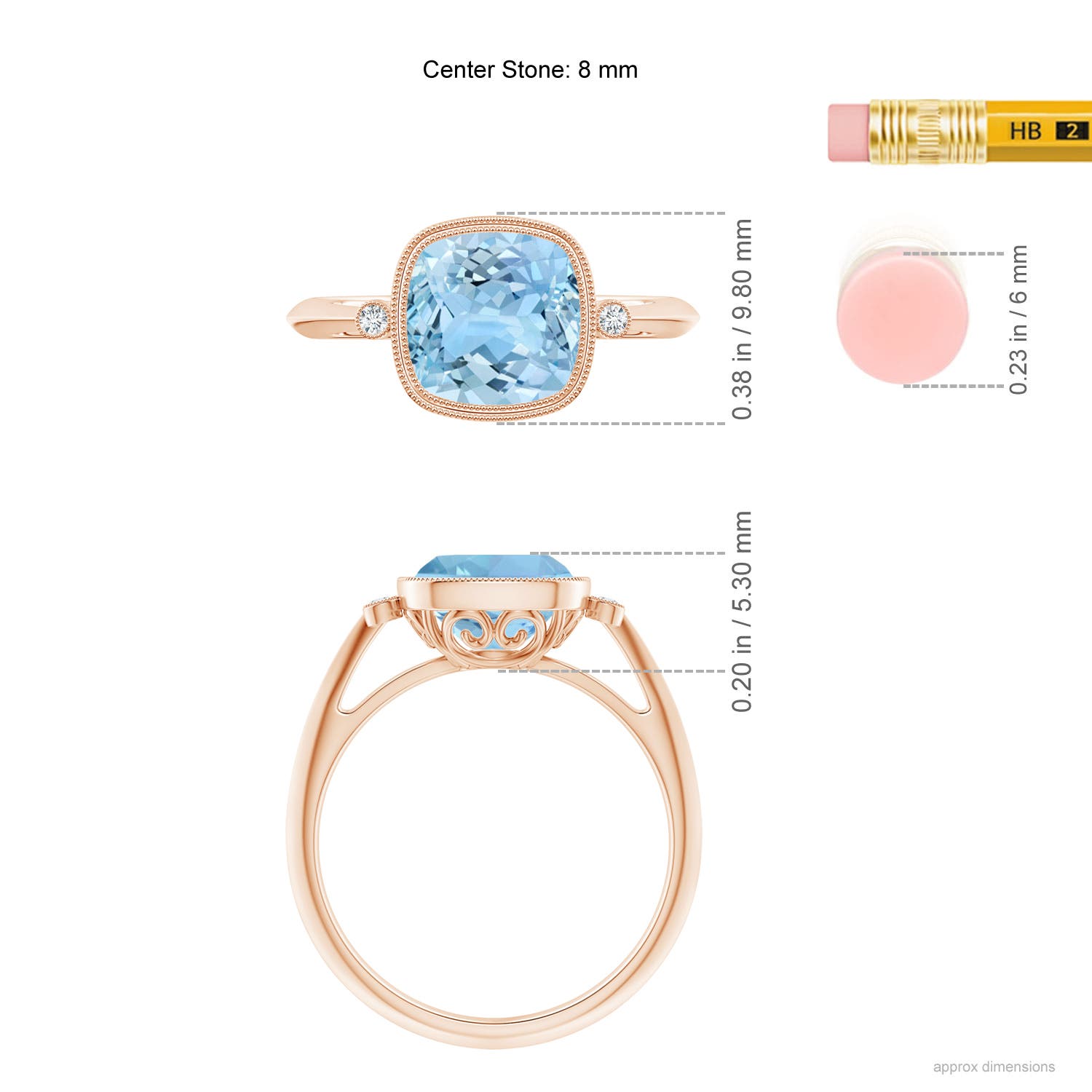 AAAA - Aquamarine / 1.99 CT / 14 KT Rose Gold