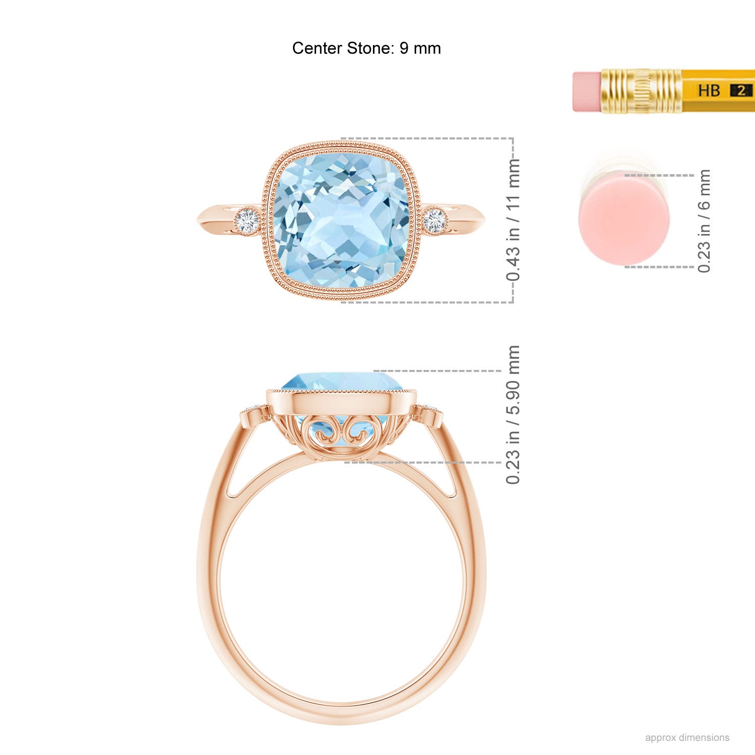 AAA - Aquamarine / 2.74 CT / 14 KT Rose Gold