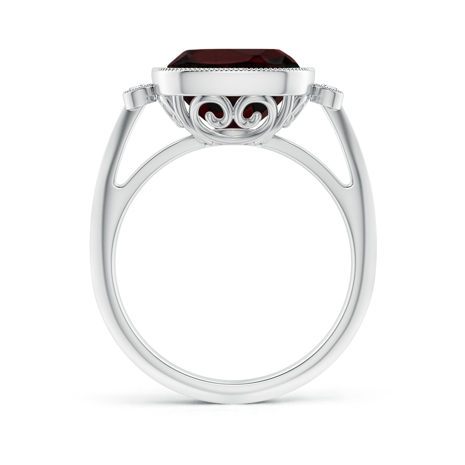 10mm A Bezel Set Cushion Garnet Ring with Milgrain Detailing in P950 Platinum side-1