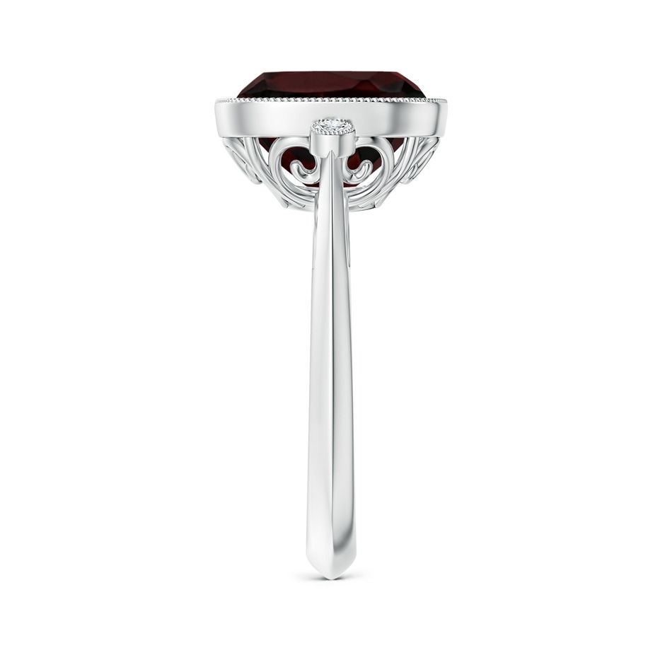 10mm A Bezel Set Cushion Garnet Ring with Milgrain Detailing in P950 Platinum side-2