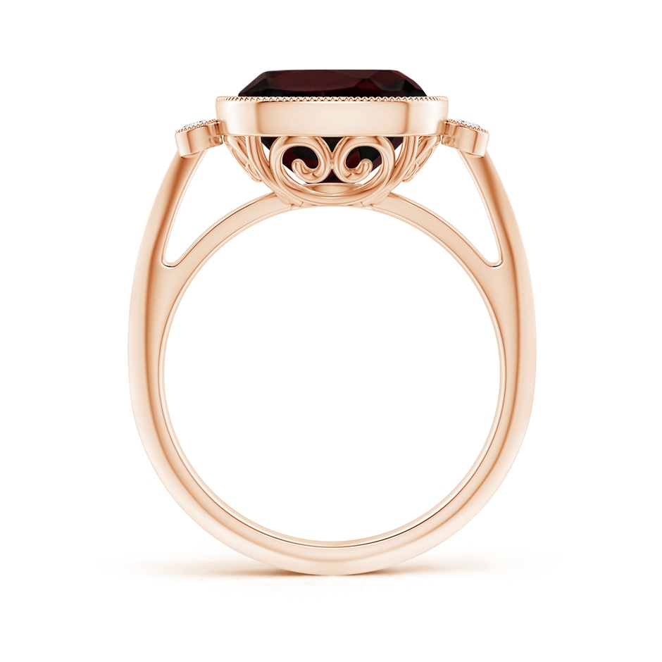 10mm A Bezel Set Cushion Garnet Ring with Milgrain Detailing in Rose Gold side-1