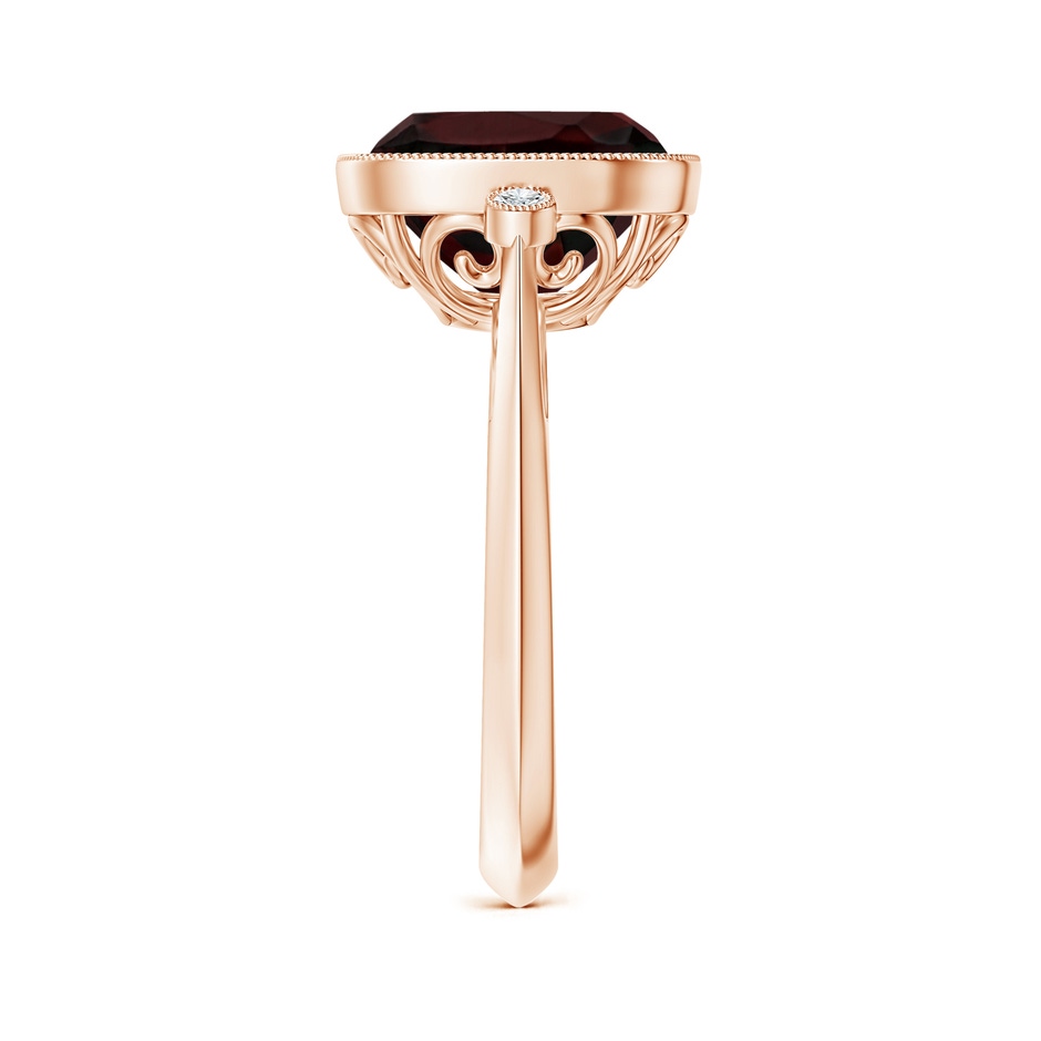 10mm A Bezel Set Cushion Garnet Ring with Milgrain Detailing in Rose Gold side-2