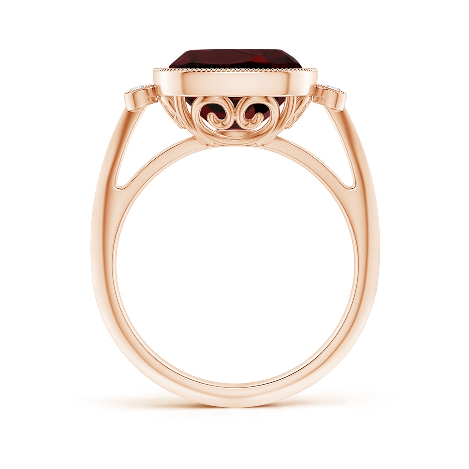 10mm AAA Bezel Set Cushion Garnet Ring with Milgrain Detailing in Rose Gold side-1