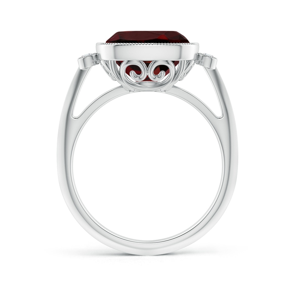 10mm AAA Bezel Set Cushion Garnet Ring with Milgrain Detailing in White Gold side-1