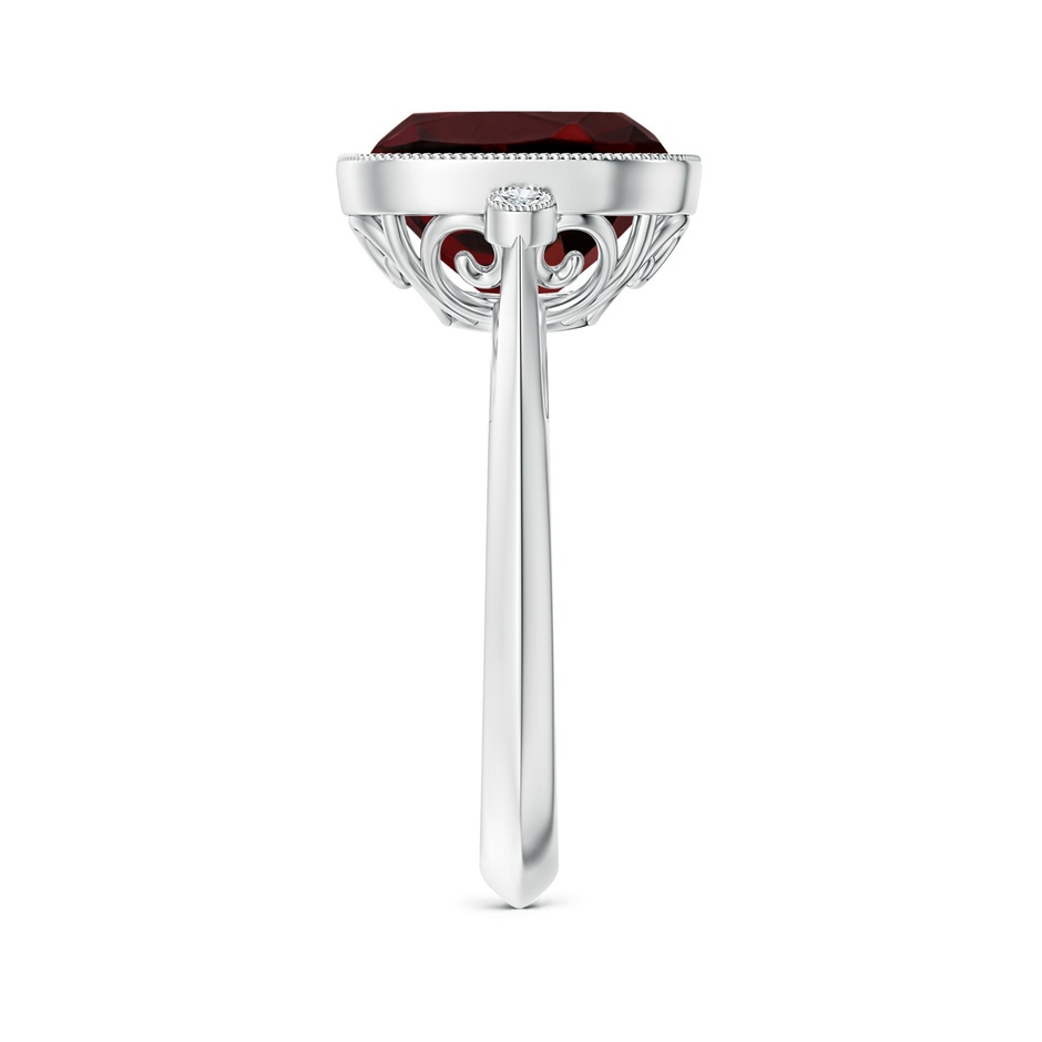10mm AAA Bezel Set Cushion Garnet Ring with Milgrain Detailing in White Gold side-2