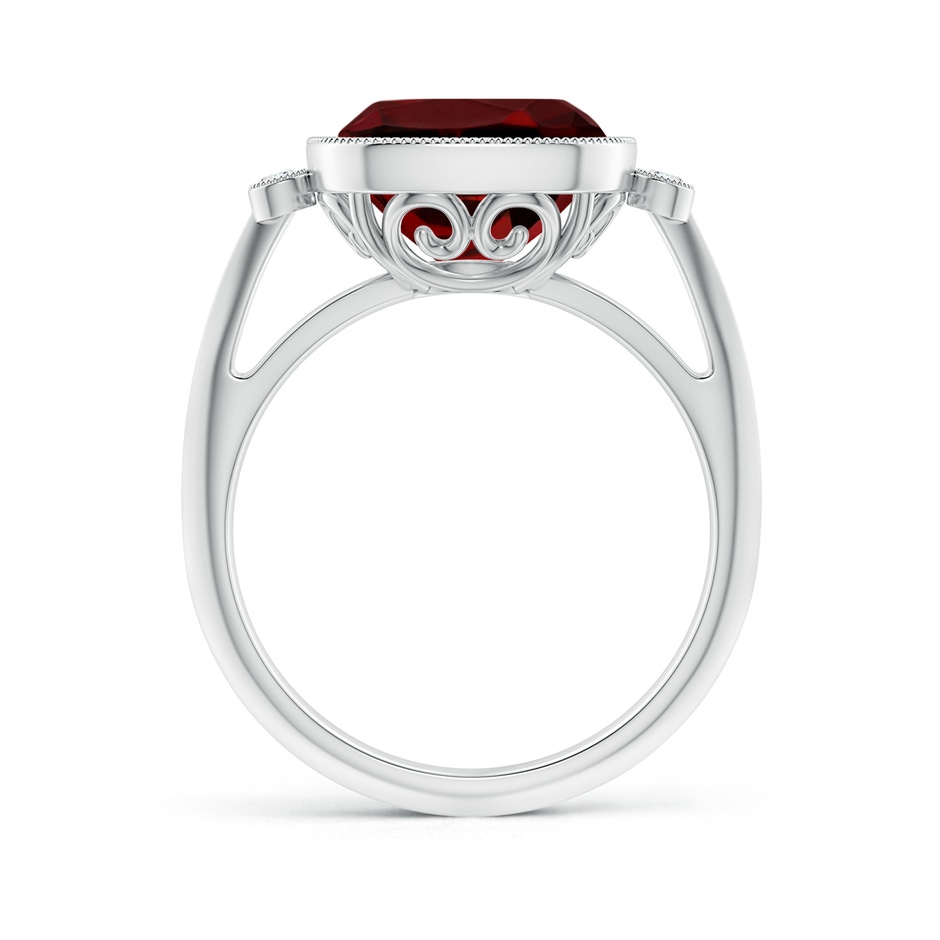 10mm AAAA Bezel Set Cushion Garnet Ring with Milgrain Detailing in P950 Platinum side-1