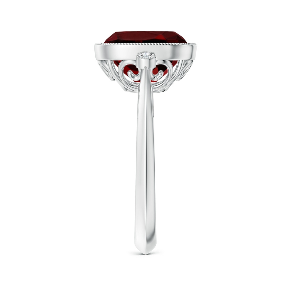 10mm AAAA Bezel Set Cushion Garnet Ring with Milgrain Detailing in P950 Platinum side-2