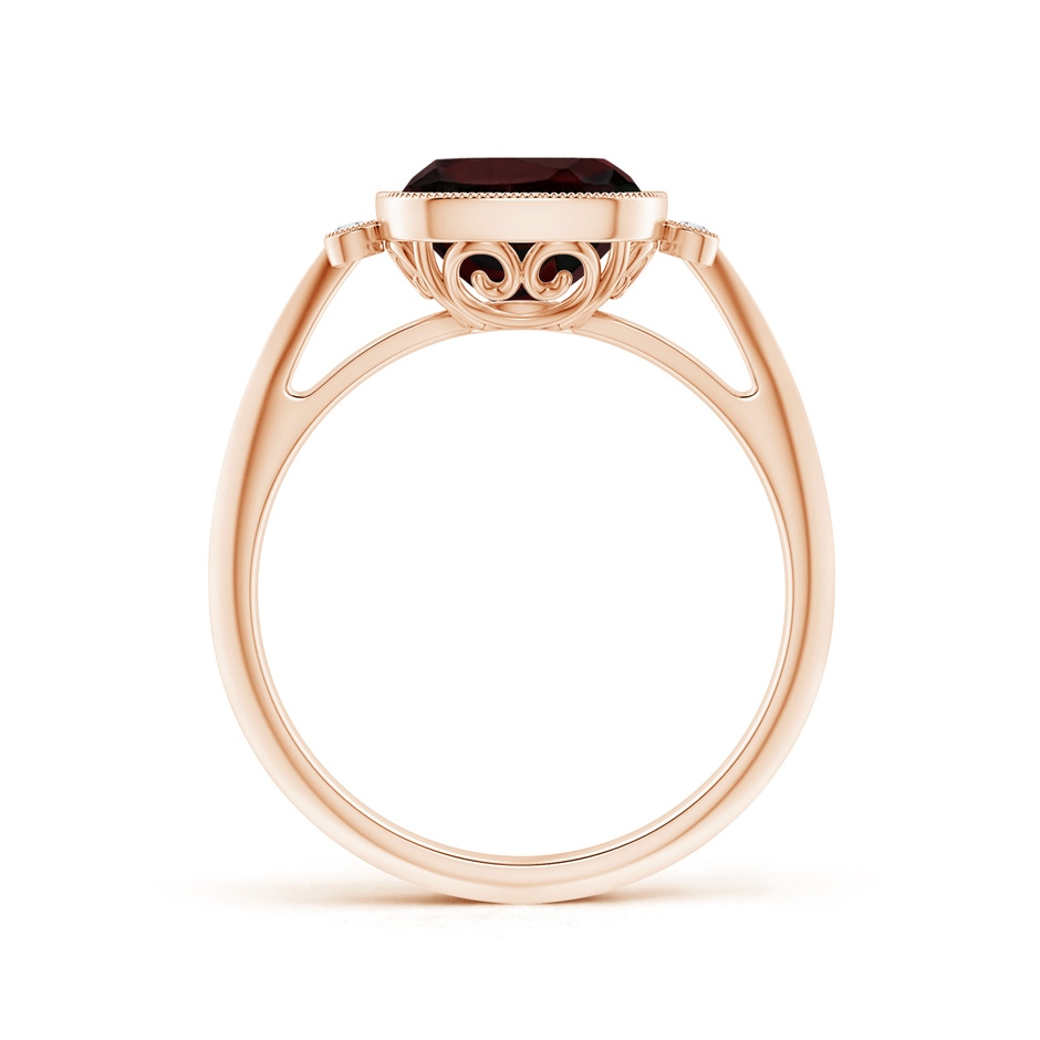 8mm A Bezel Set Cushion Garnet Ring with Milgrain Detailing in Rose Gold side-1