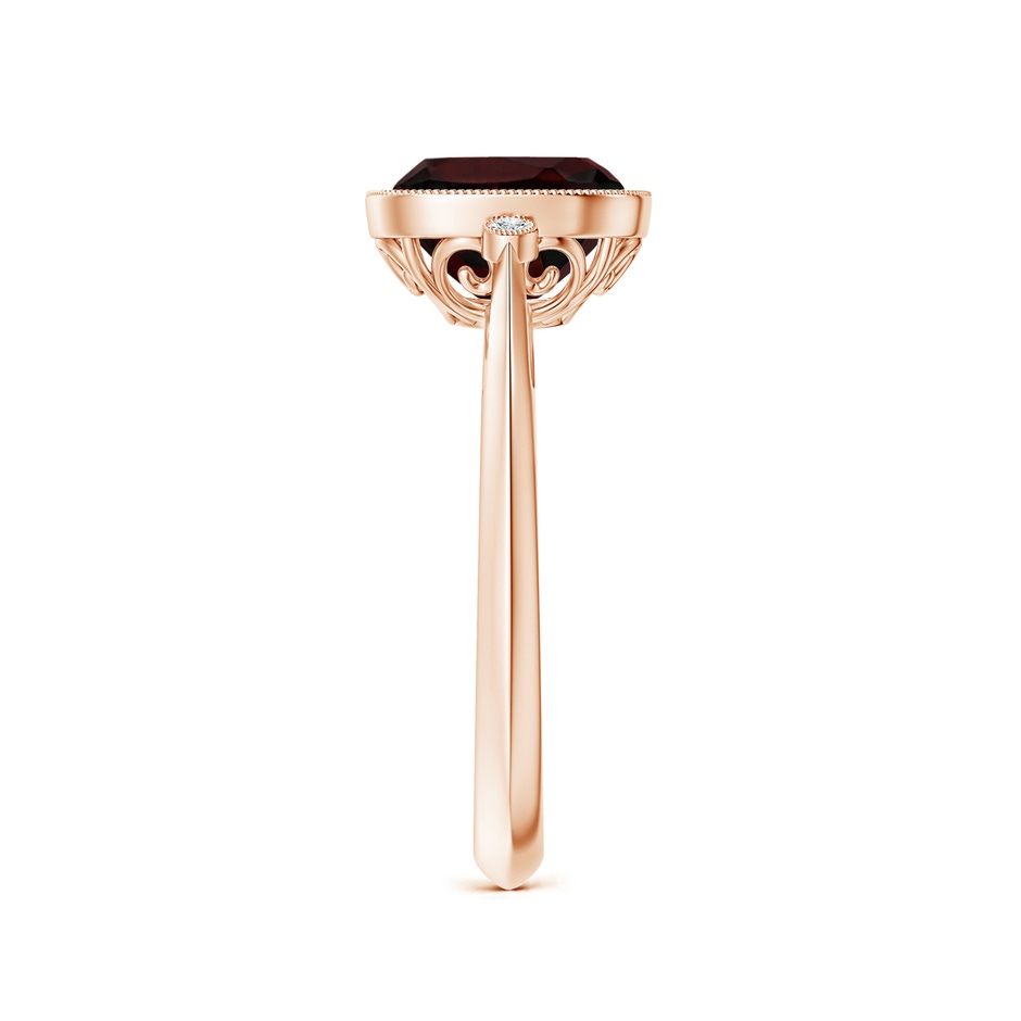 8mm A Bezel Set Cushion Garnet Ring with Milgrain Detailing in Rose Gold side-2