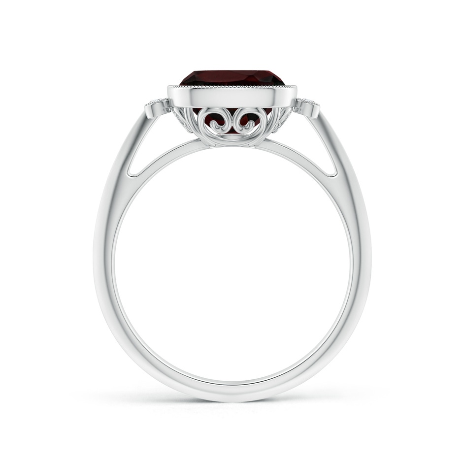 8mm A Bezel Set Cushion Garnet Ring with Milgrain Detailing in White Gold side-1