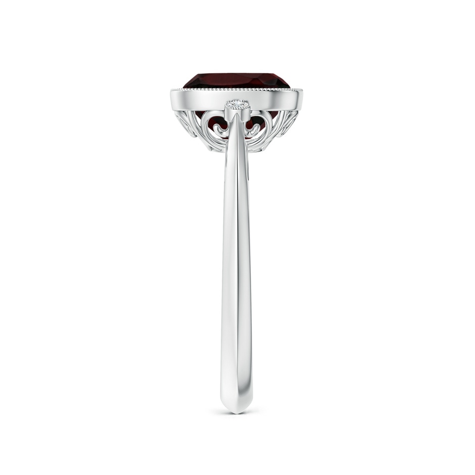 8mm A Bezel Set Cushion Garnet Ring with Milgrain Detailing in White Gold side-2