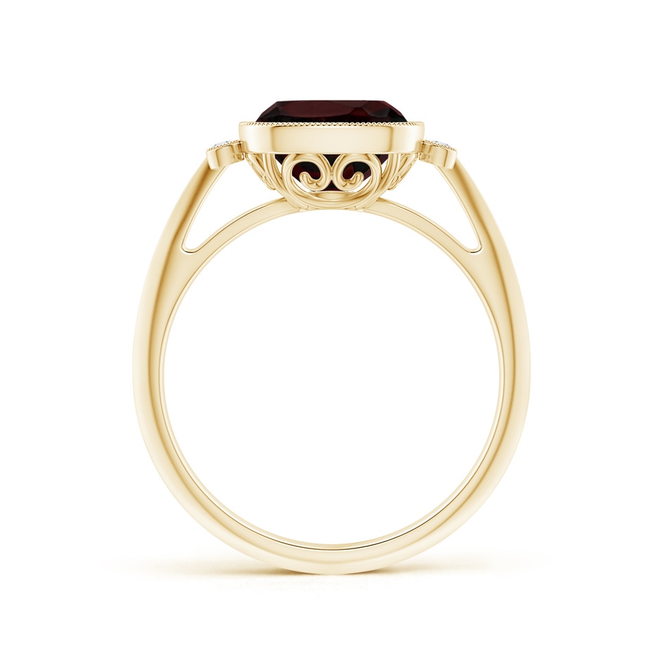 8mm A Bezel Set Cushion Garnet Ring with Milgrain Detailing in Yellow Gold side-1