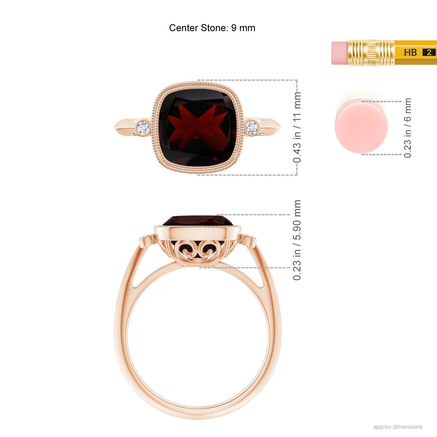 A - Garnet / 3.64 CT / 14 KT Rose Gold