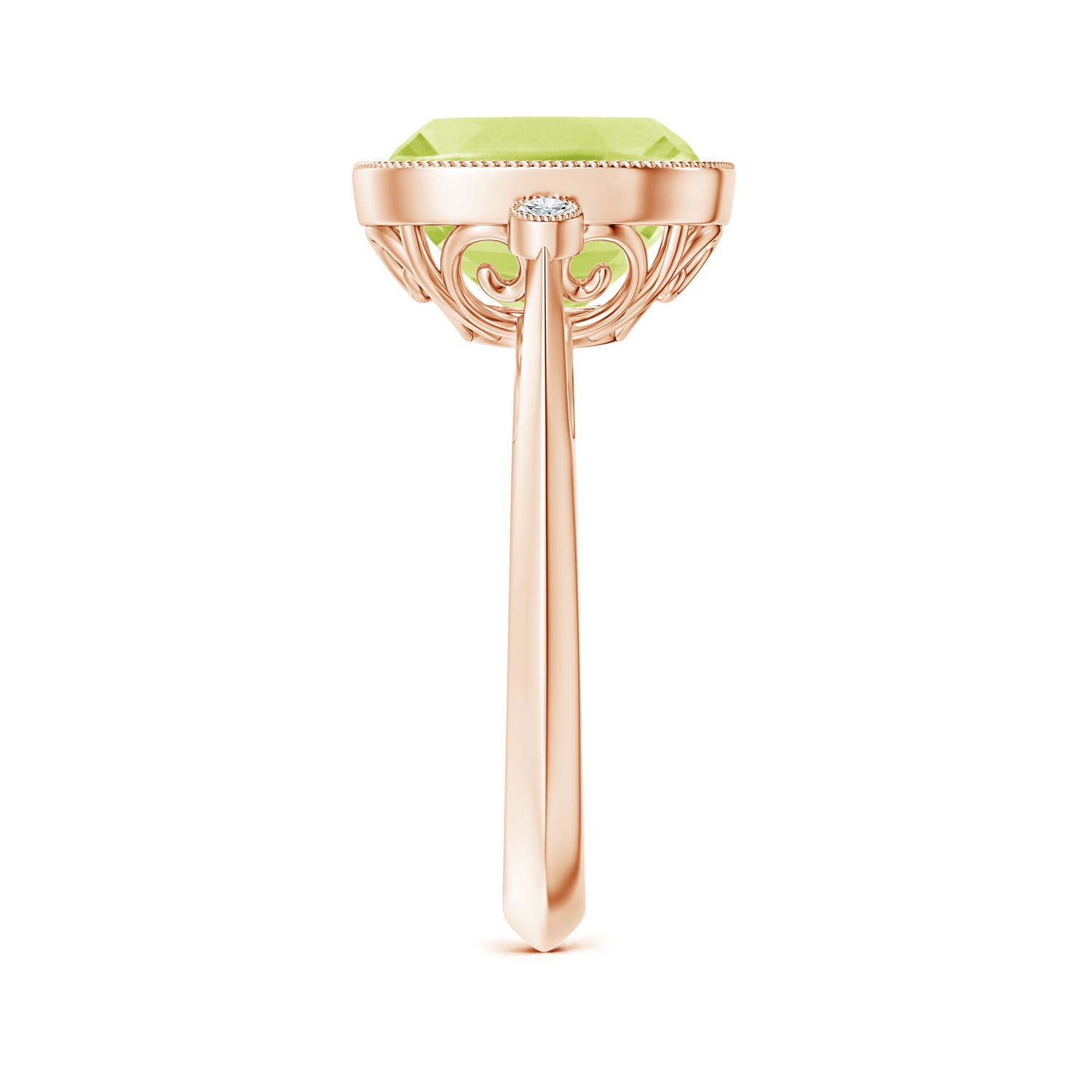 A - Peridot / 4.06 CT / 14 KT Rose Gold