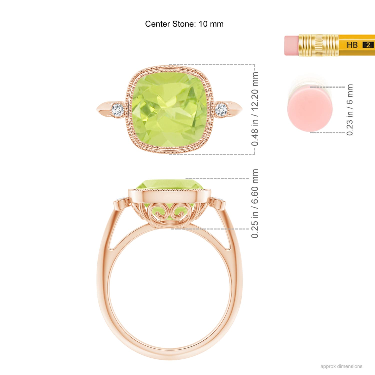 A - Peridot / 4.06 CT / 14 KT Rose Gold