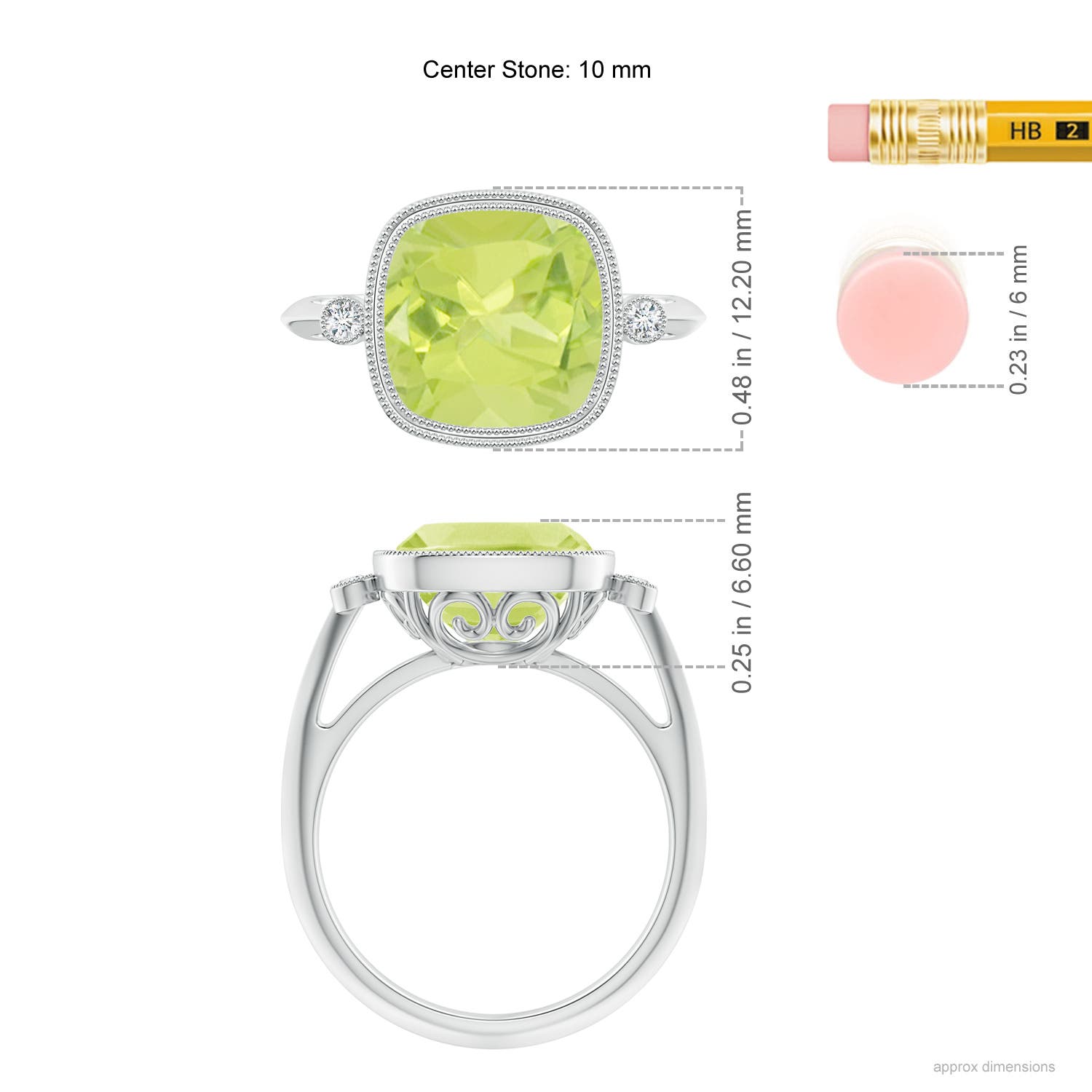 A - Peridot / 4.06 CT / 14 KT White Gold