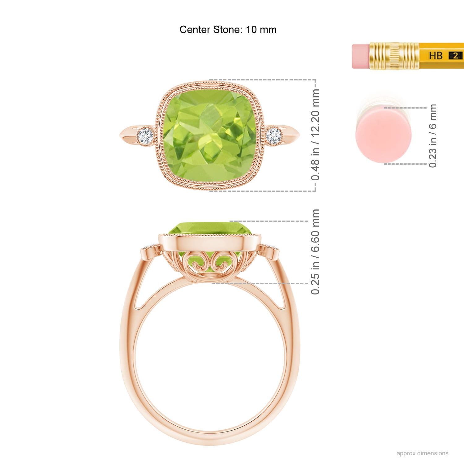 AA - Peridot / 4.06 CT / 14 KT Rose Gold