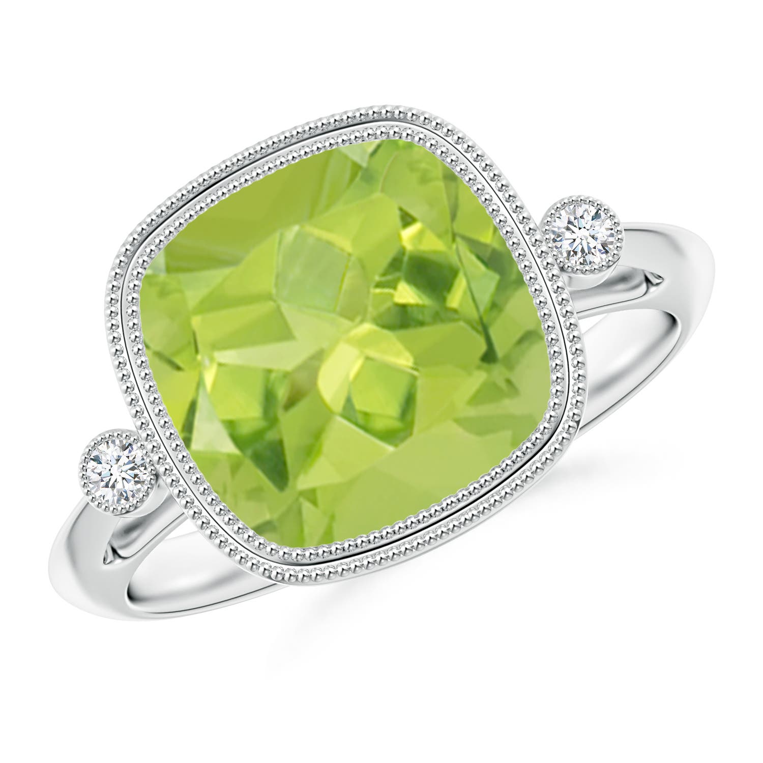 AA - Peridot / 4.06 CT / 14 KT White Gold