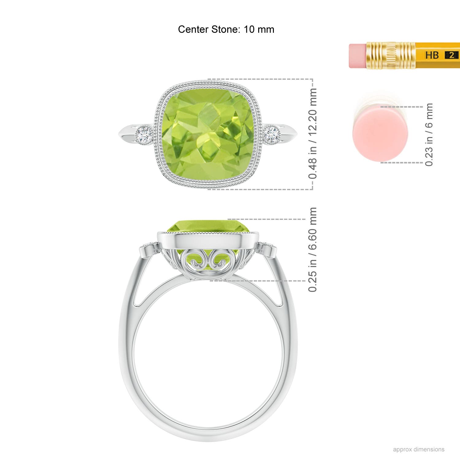 AA - Peridot / 4.06 CT / 14 KT White Gold