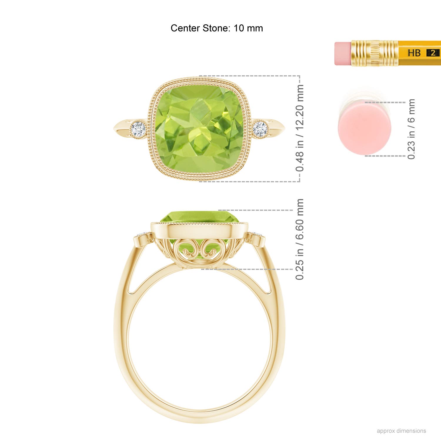 AA - Peridot / 4.06 CT / 14 KT Yellow Gold