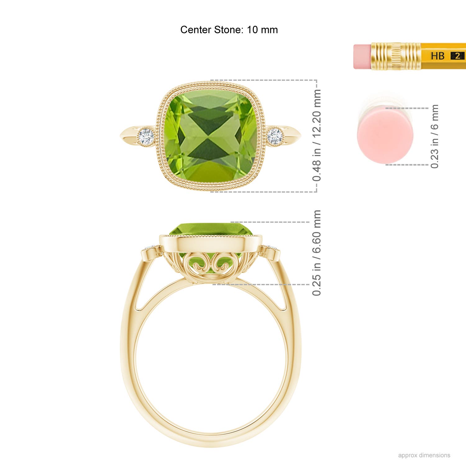 AAA - Peridot / 4.06 CT / 14 KT Yellow Gold