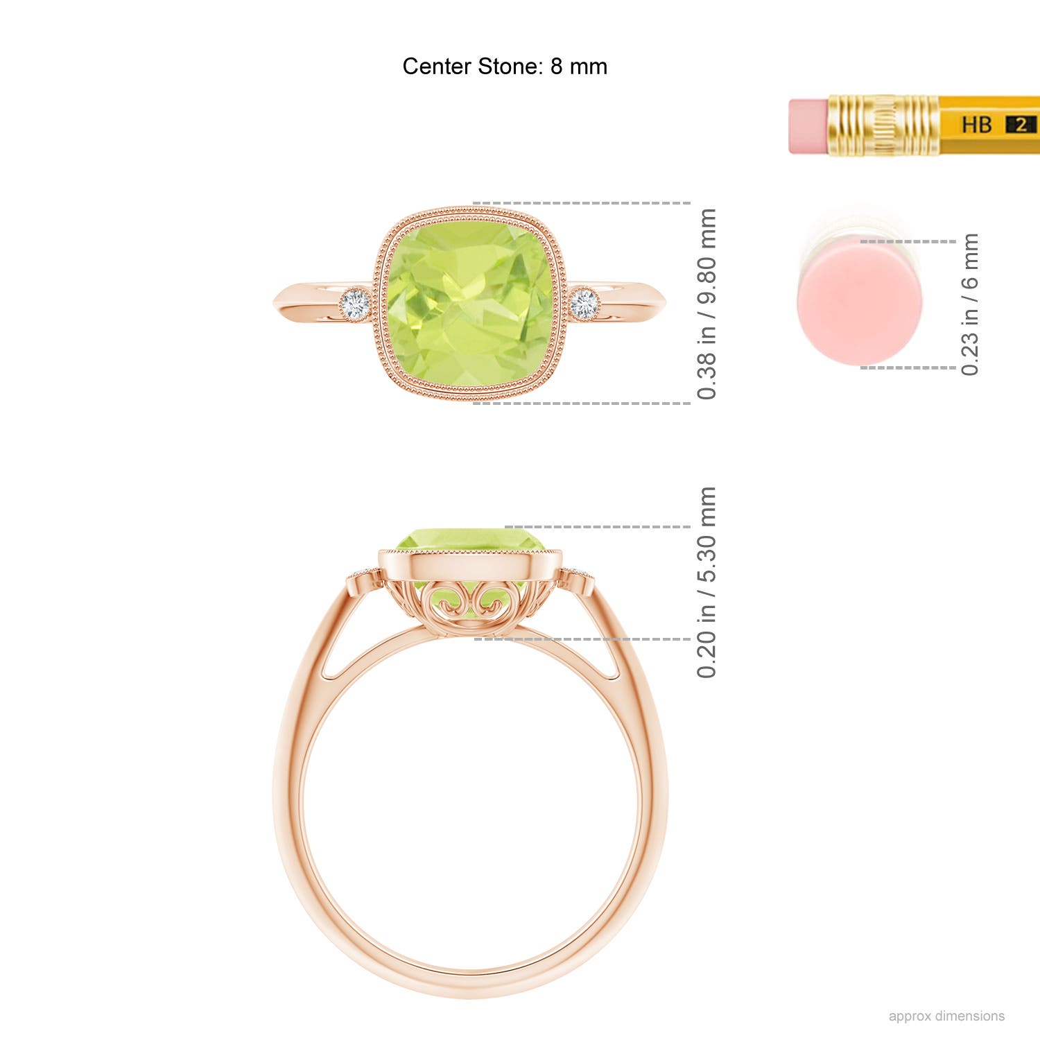 A - Peridot / 1.99 CT / 14 KT Rose Gold