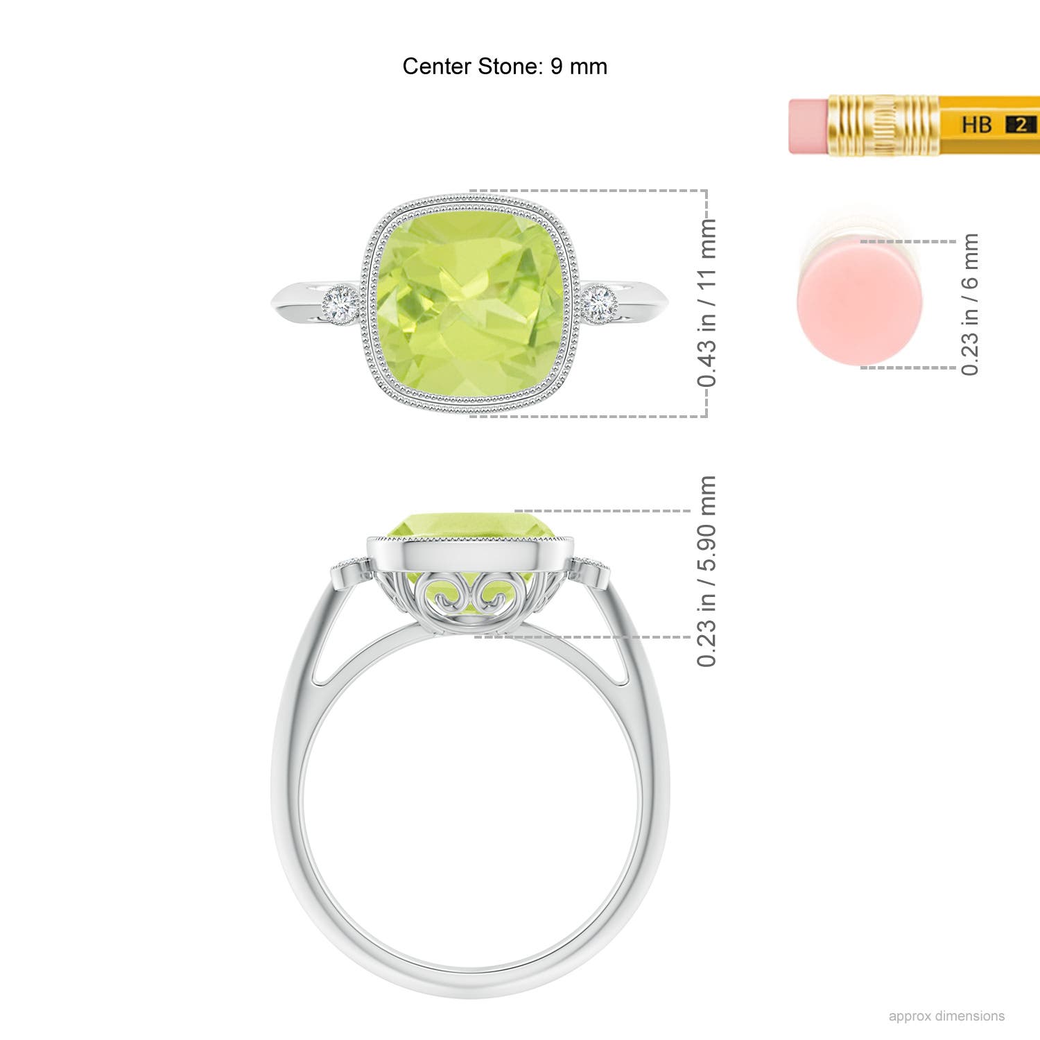 A - Peridot / 2.84 CT / 14 KT White Gold