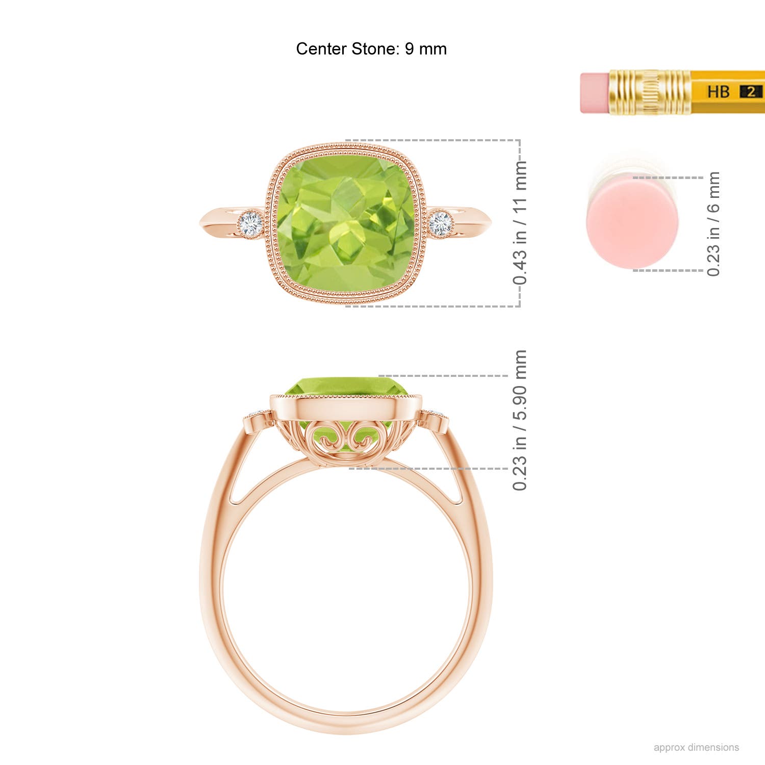 AA - Peridot / 2.84 CT / 14 KT Rose Gold