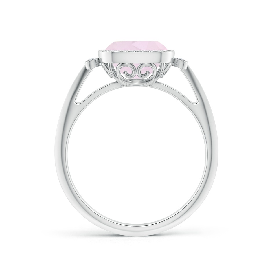 8mm A Bezel Set Cushion Rose Quartz Ring with Milgrain Detailing in P950 Platinum side 199
