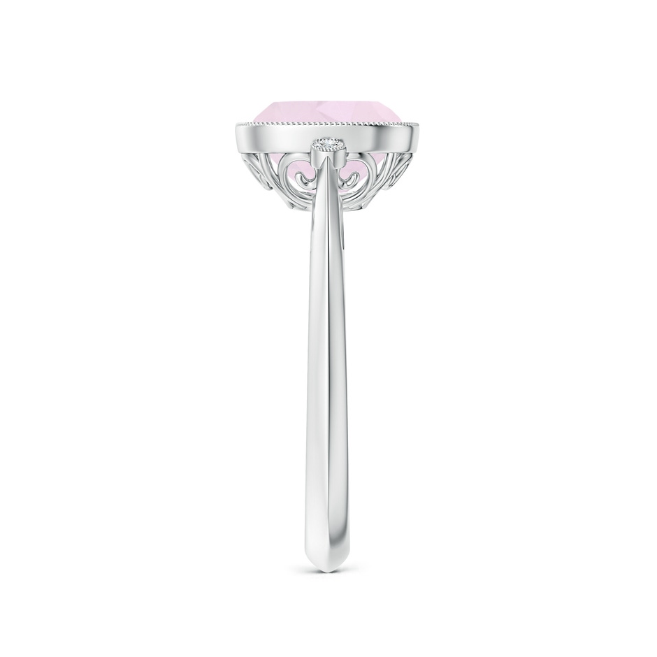 8mm A Bezel Set Cushion Rose Quartz Ring with Milgrain Detailing in P950 Platinum side 299