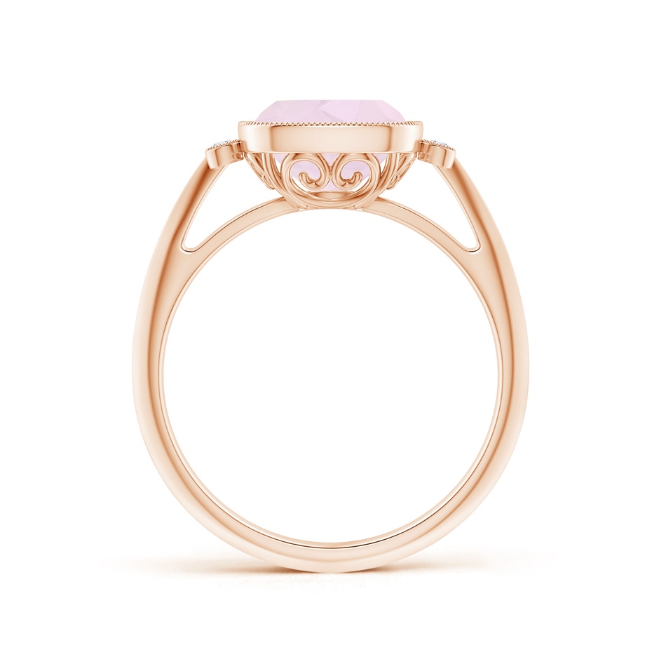 8mm A Bezel Set Cushion Rose Quartz Ring with Milgrain Detailing in Rose Gold side 199