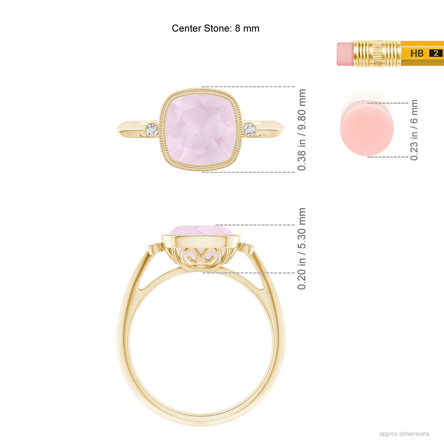 A - Rose Quartz / 1.94 CT / 14 KT Yellow Gold