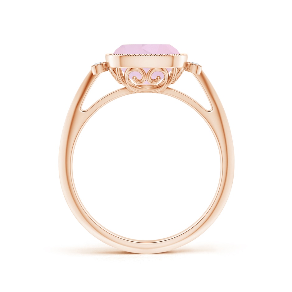 8mm AA Bezel Set Cushion Rose Quartz Ring with Milgrain Detailing in Rose Gold side 199