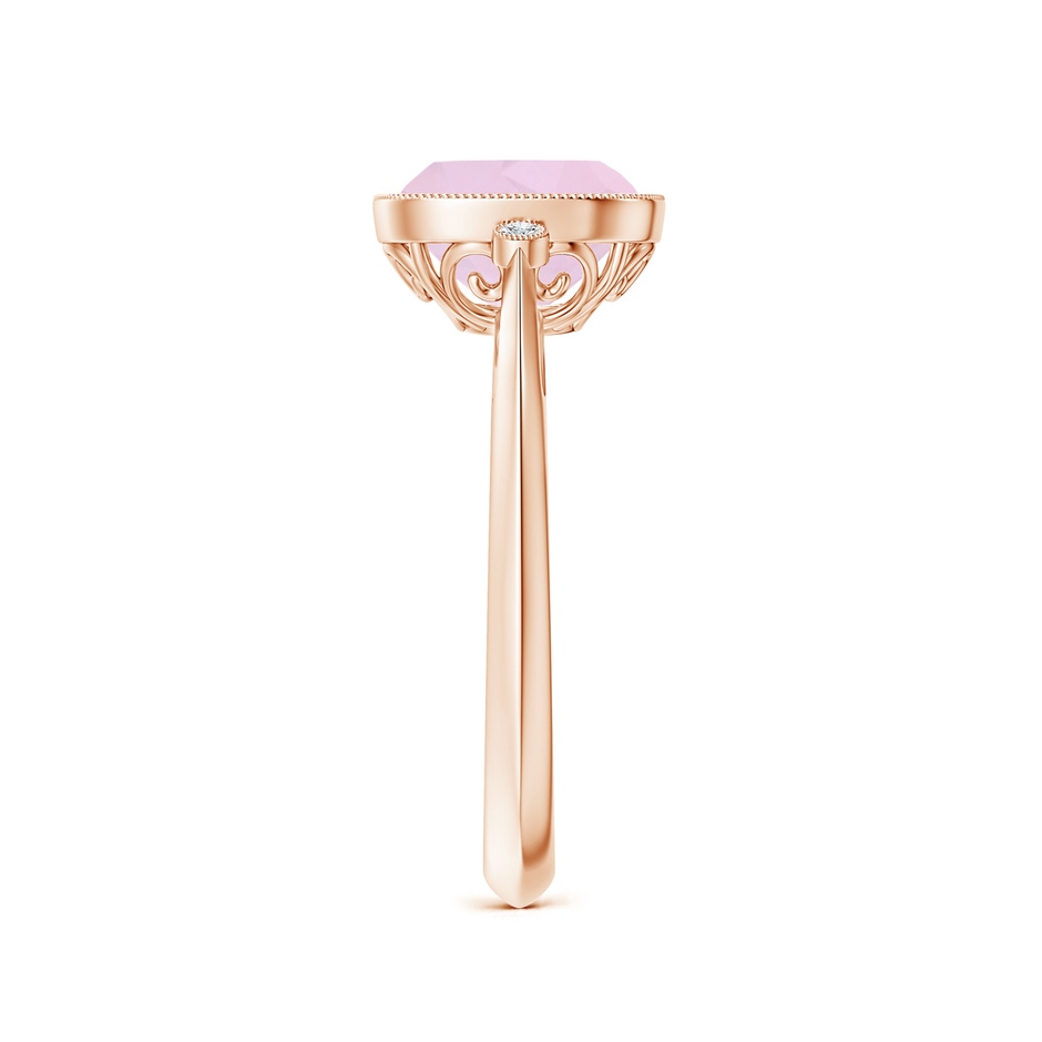 8mm AA Bezel Set Cushion Rose Quartz Ring with Milgrain Detailing in Rose Gold side 299