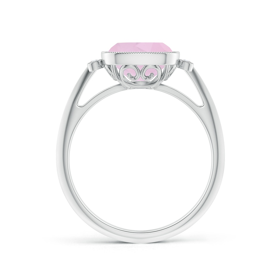 8mm AAA Bezel Set Cushion Rose Quartz Ring with Milgrain Detailing in White Gold side 199