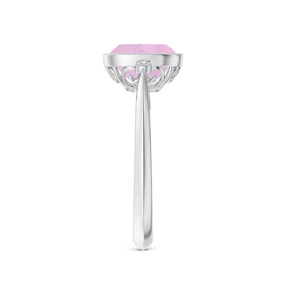 8mm AAAA Bezel Set Cushion Rose Quartz Ring with Milgrain Detailing in P950 Platinum side 299