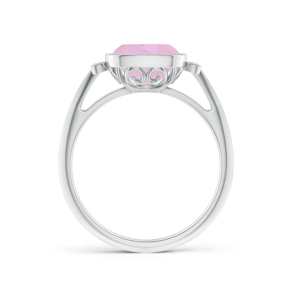 8mm AAAA Bezel Set Cushion Rose Quartz Ring with Milgrain Detailing in White Gold side 199