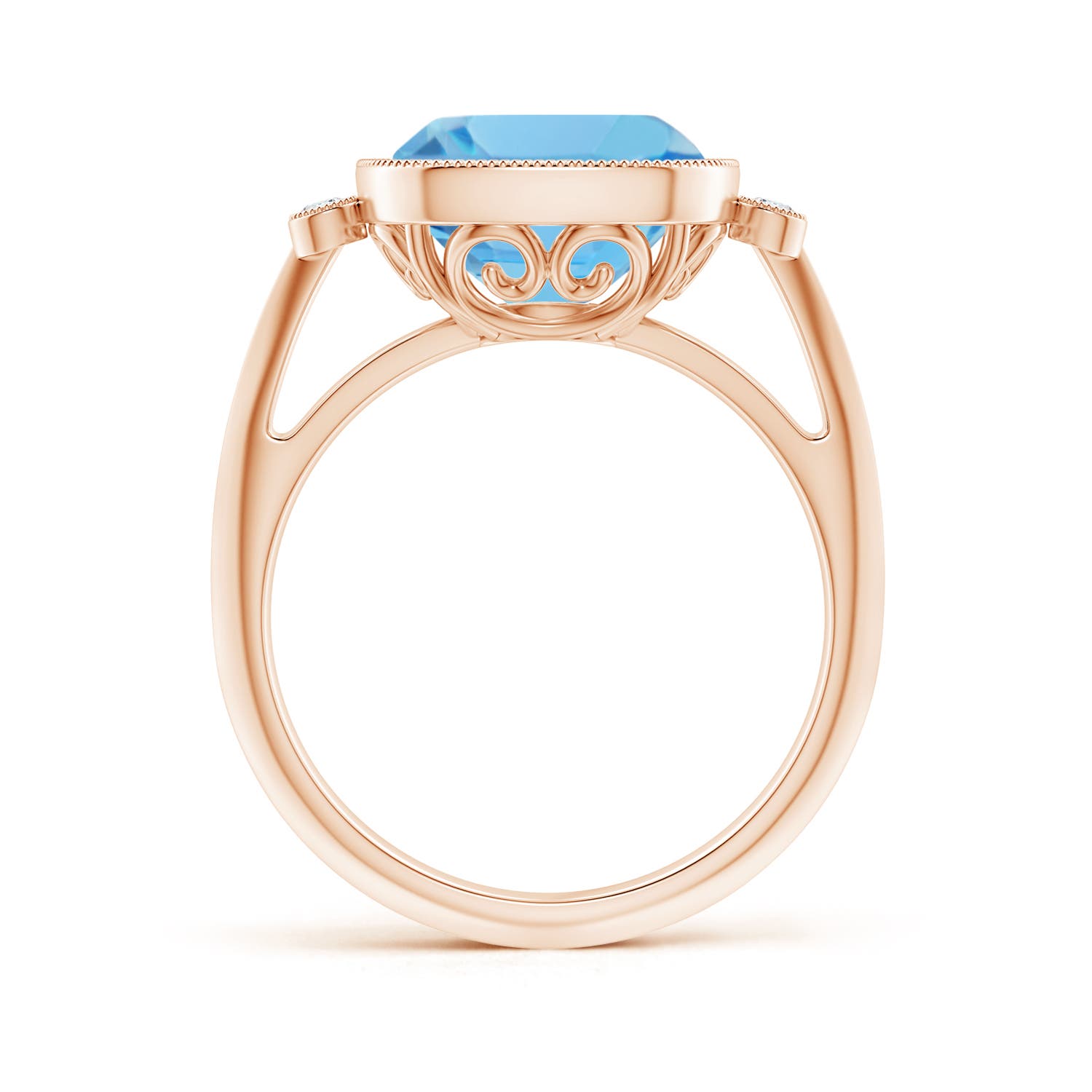 A - Swiss Blue Topaz / 5.21 CT / 14 KT Rose Gold