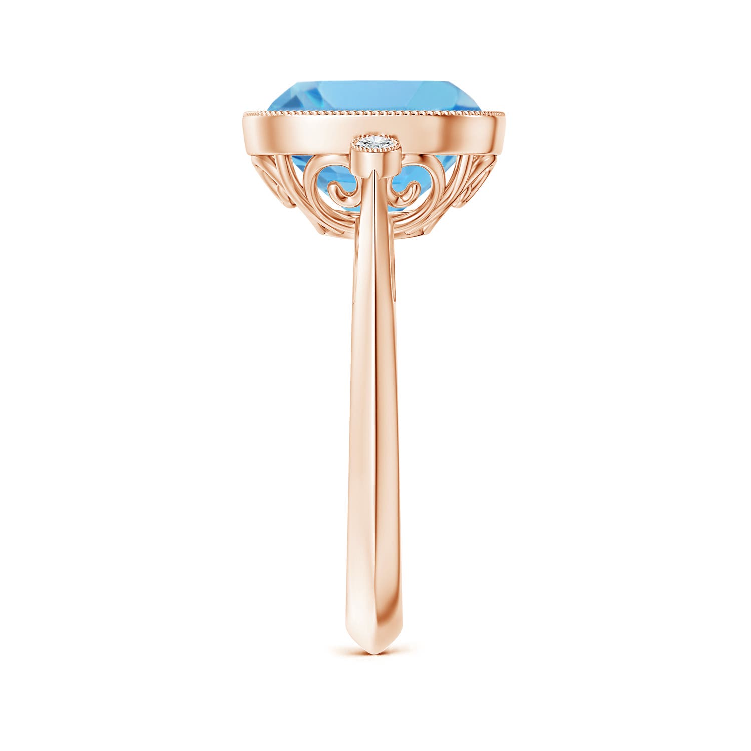 A - Swiss Blue Topaz / 5.21 CT / 14 KT Rose Gold