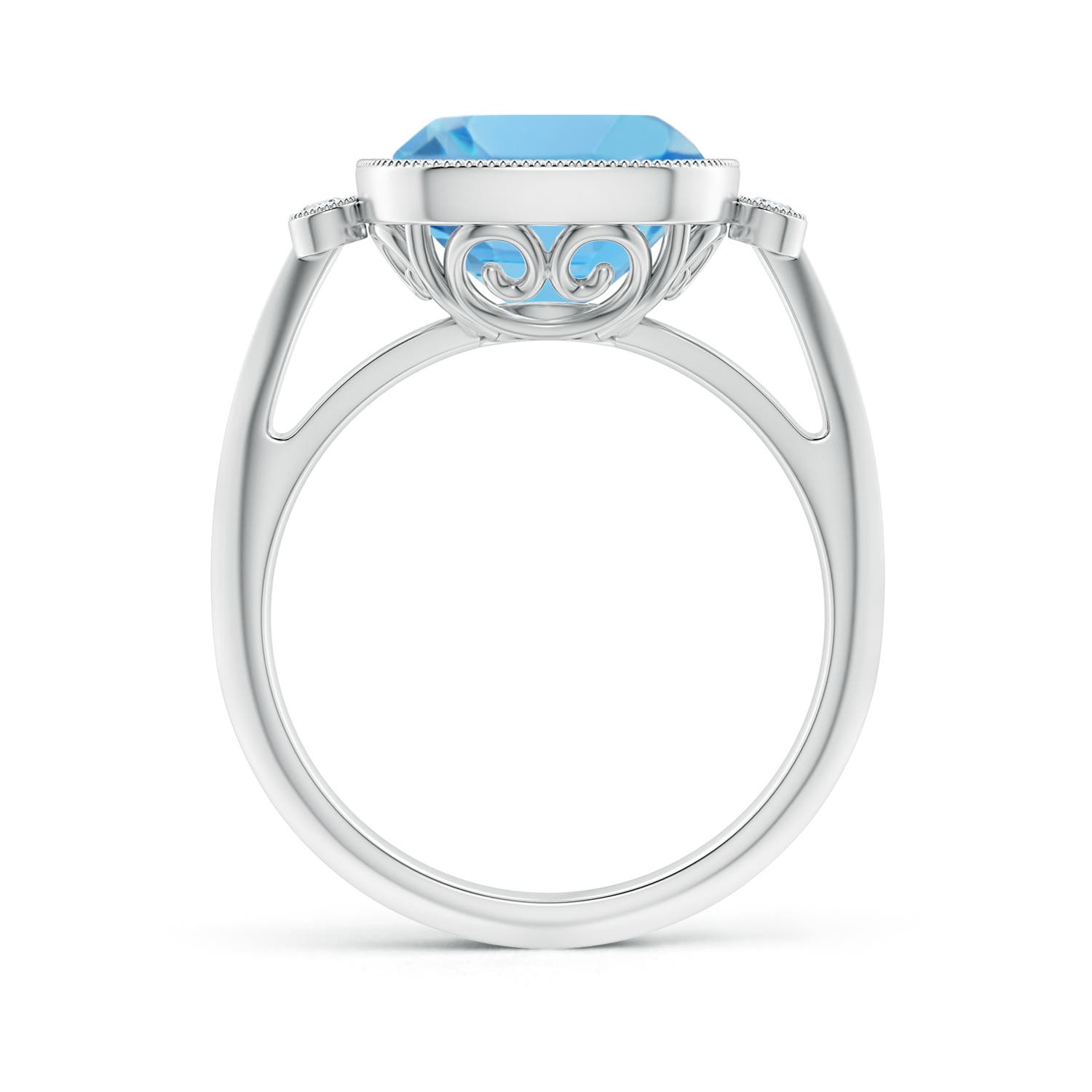 A - Swiss Blue Topaz / 5.21 CT / 14 KT White Gold