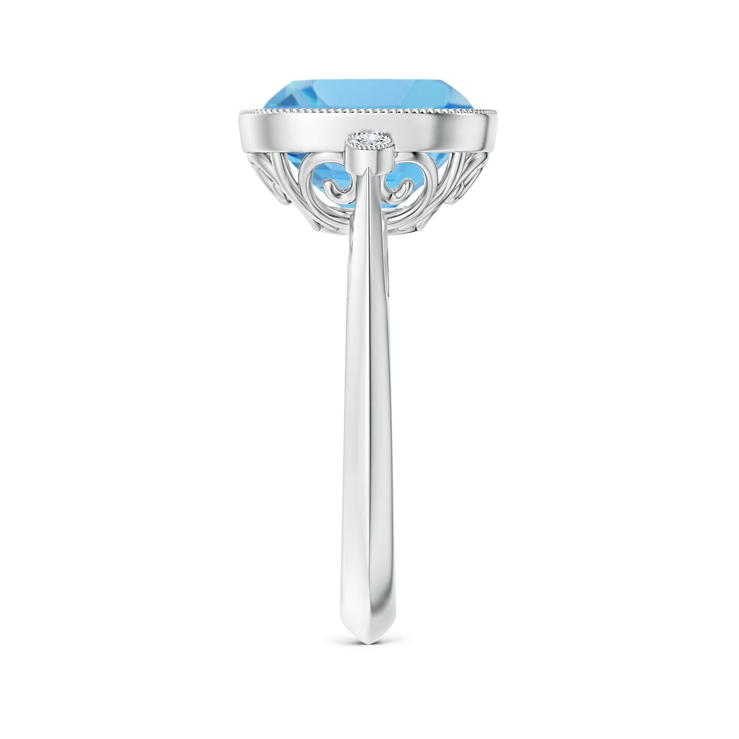 A - Swiss Blue Topaz / 5.21 CT / 14 KT White Gold