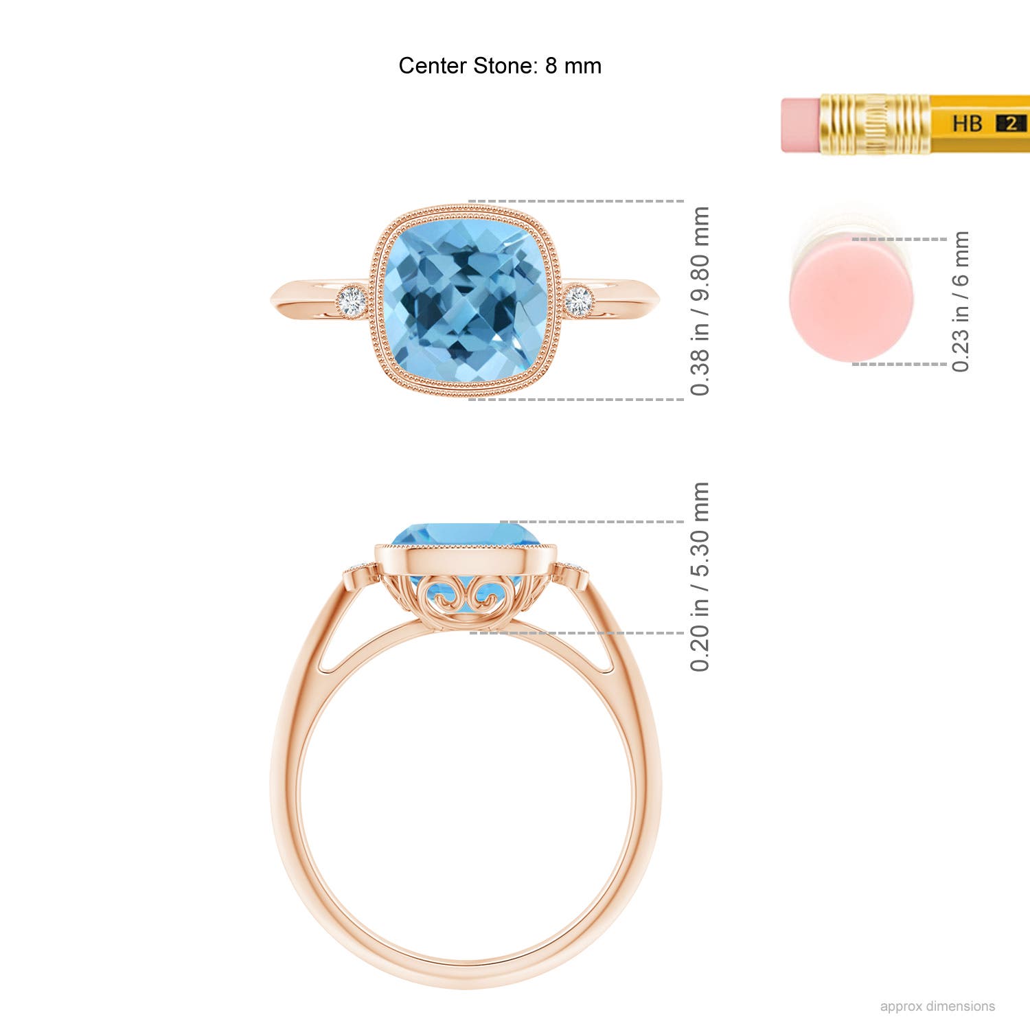 A - Swiss Blue Topaz / 2.54 CT / 14 KT Rose Gold