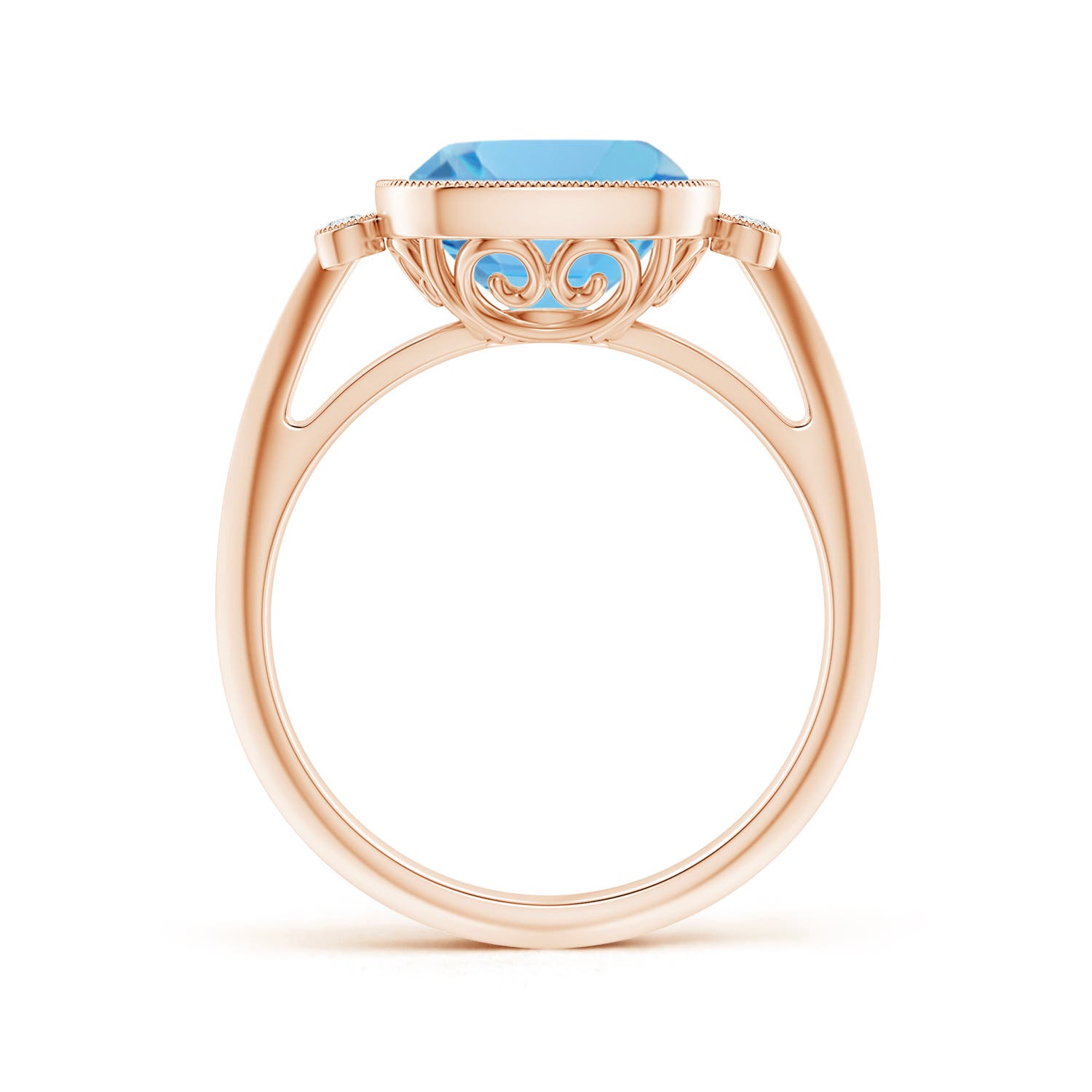 A - Swiss Blue Topaz / 3.34 CT / 14 KT Rose Gold