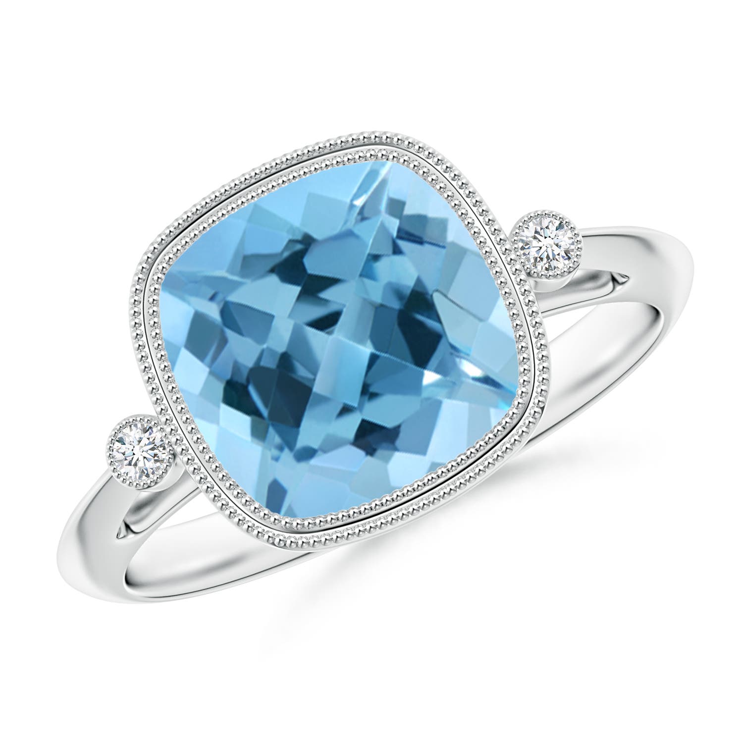 A - Swiss Blue Topaz / 3.34 CT / 14 KT White Gold