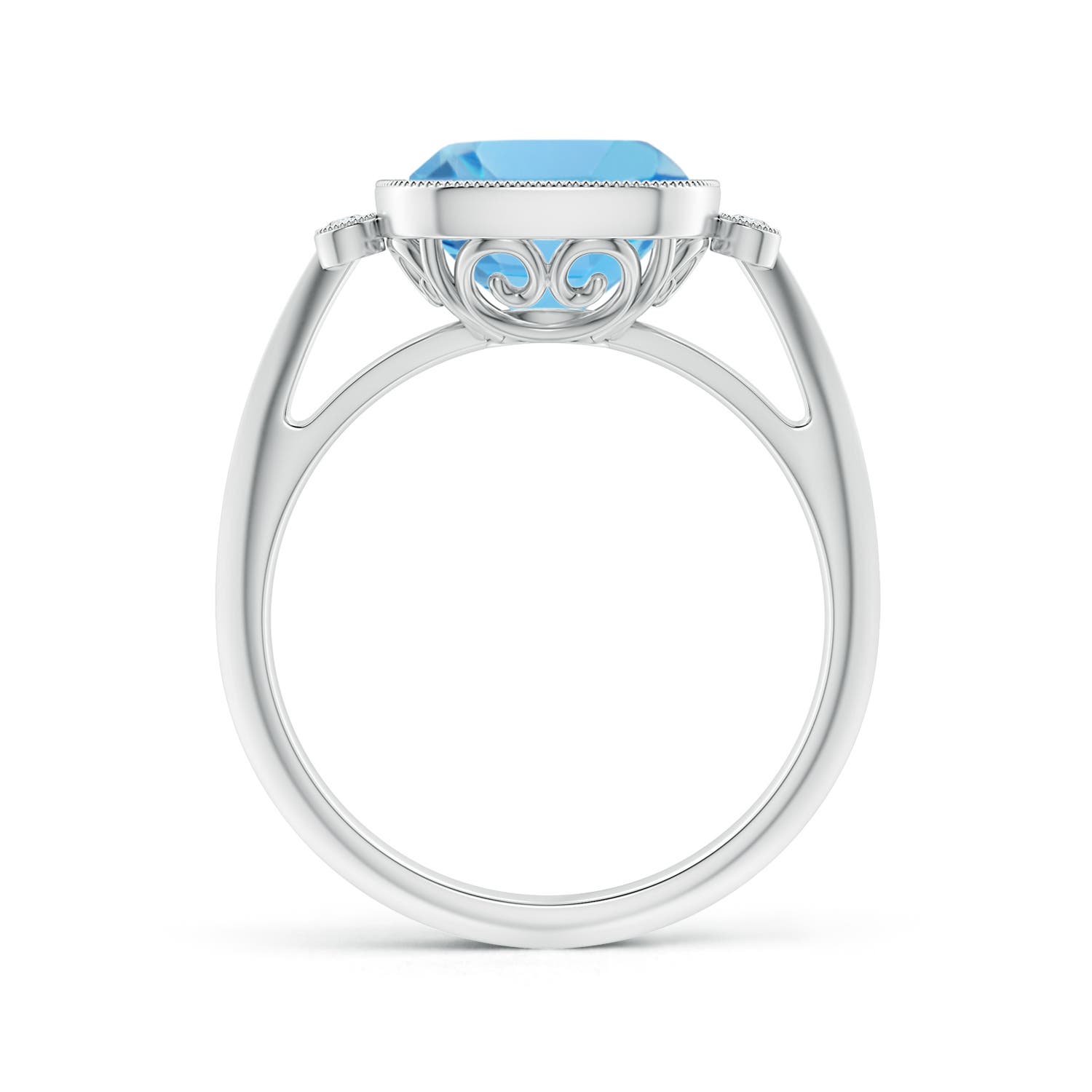 A - Swiss Blue Topaz / 3.34 CT / 14 KT White Gold