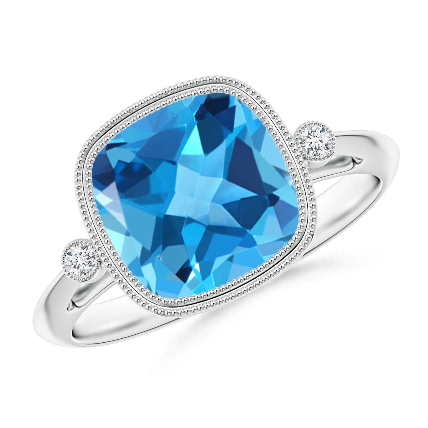 AAA - Swiss Blue Topaz / 3.34 CT / 14 KT White Gold