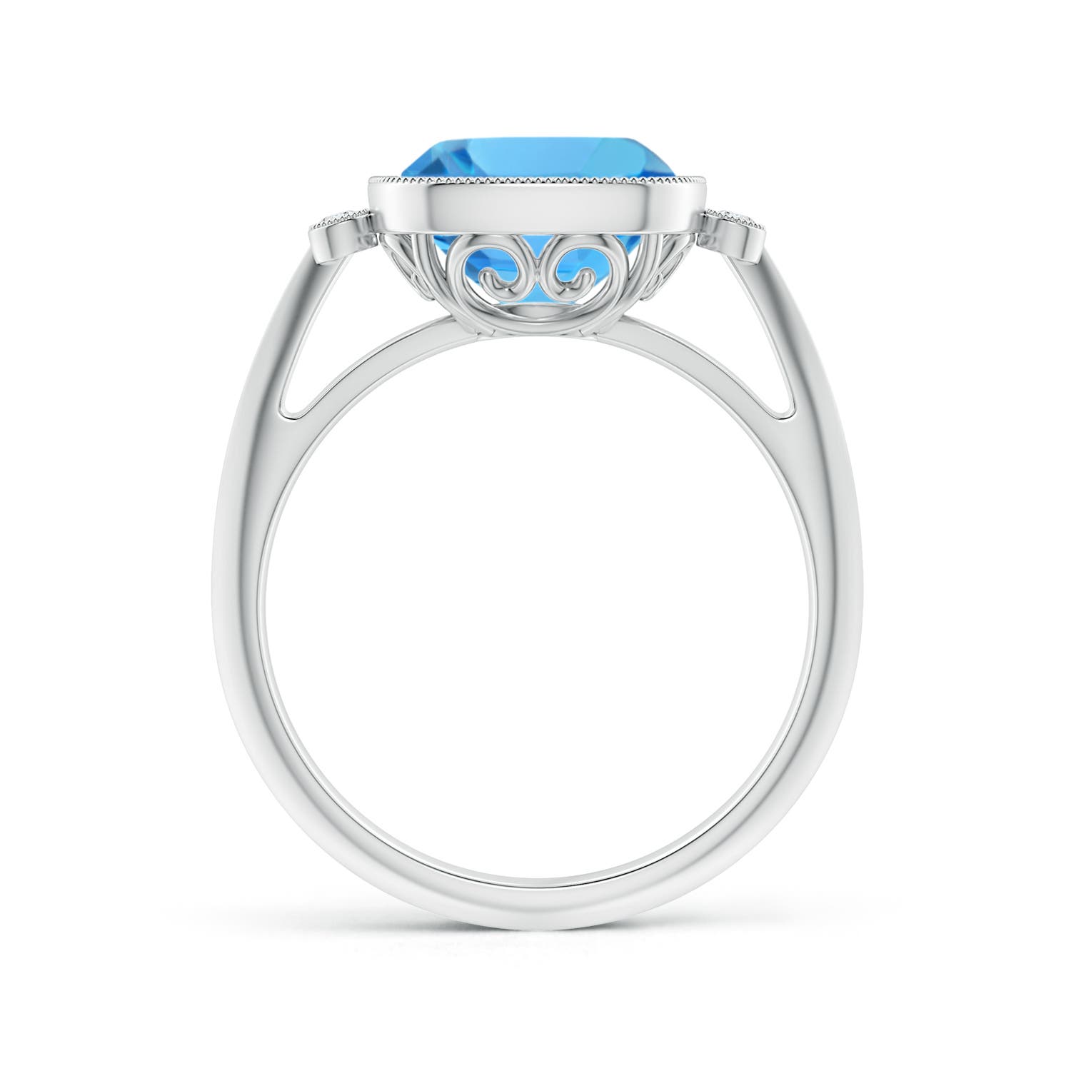 AAA - Swiss Blue Topaz / 3.34 CT / 14 KT White Gold