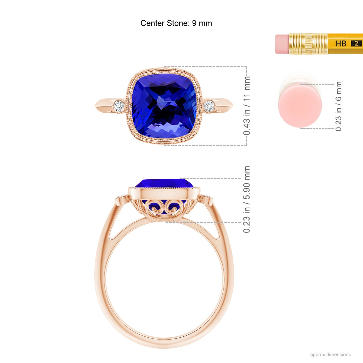 AAAA - Tanzanite / 3.84 CT / 14 KT Rose Gold